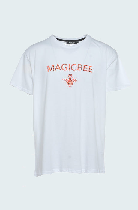MagicBee Splashed Logo Tee - Orange White
