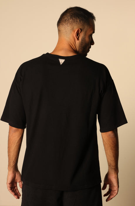 MAGICBEE COUTURE OVERSIZE WAFFLE TEE - BLACK