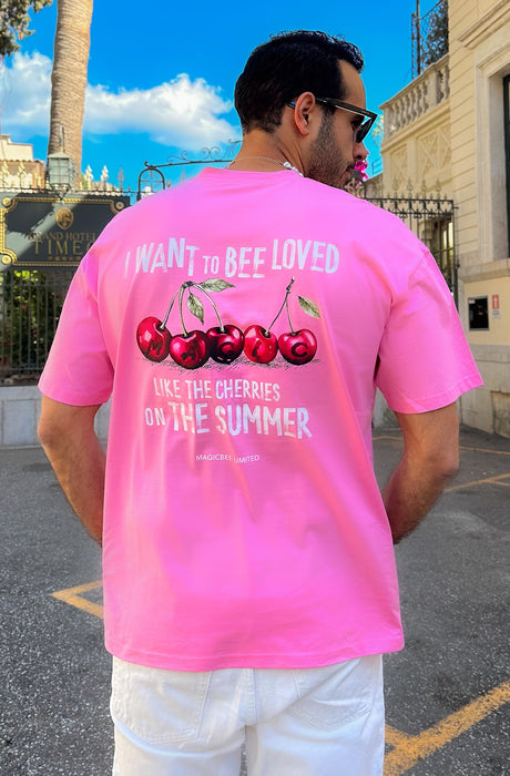 MagicBee Unisex Oversized Cherry Tee - Pink (Limited Edition)