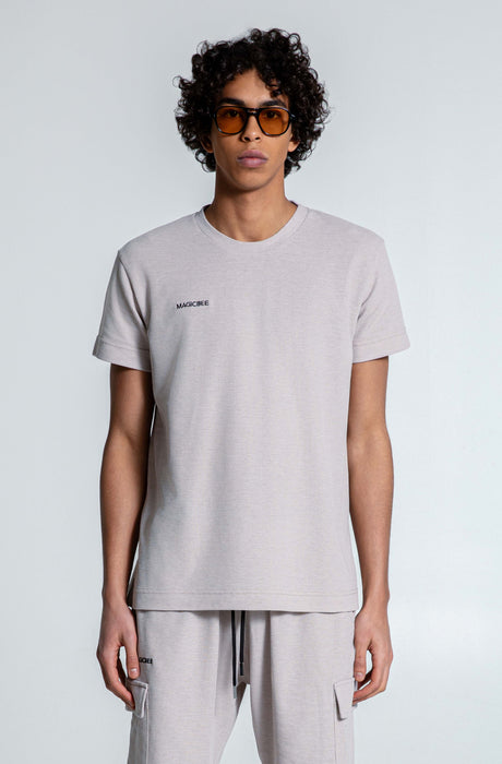 MagicBee Waffle Embroidered Logo Tee - Beige