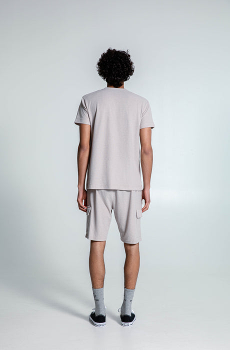 MagicBee Waffle Embroidered Logo Tee - Beige