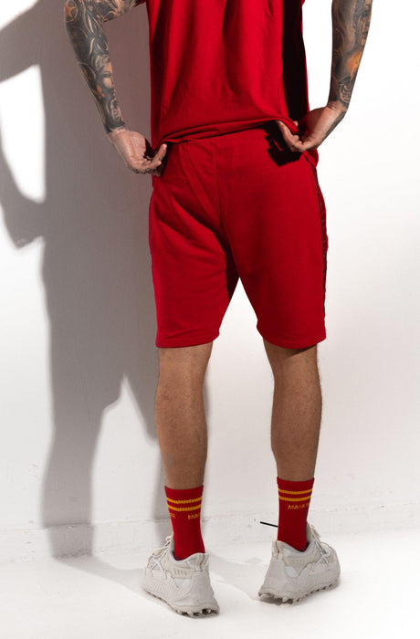 MagicBee Gold Embroidered Tape Shorts - Red - magicbee-clothing