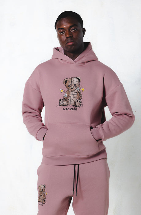 MagicBee Teddy Bear Hoodie - Dusty Rose