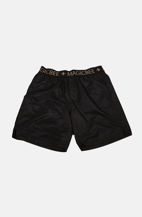 MagicBee Gold Elastic Swim Shorts - Black