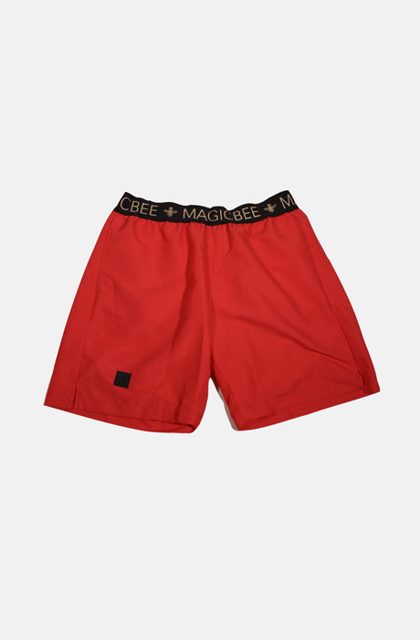 MagicBee Gold Elastic Swim Shorts - Red Lava