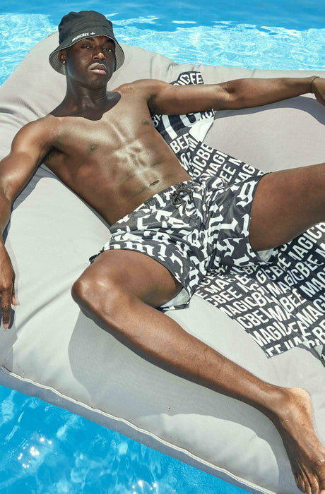 MagicBee Gothic Swim Shorts - Black/White