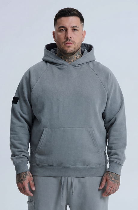 MagicBee Stone Washed Raglan Hoodie- Grey