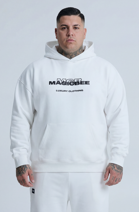 MagicBee 3D Embroidered Logo Hoodie - Off White