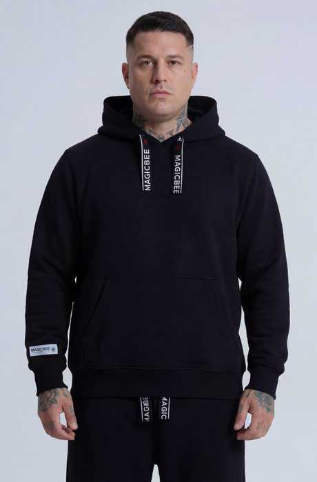 MagicBee Elastic Cord Tape Hoodie - Black
