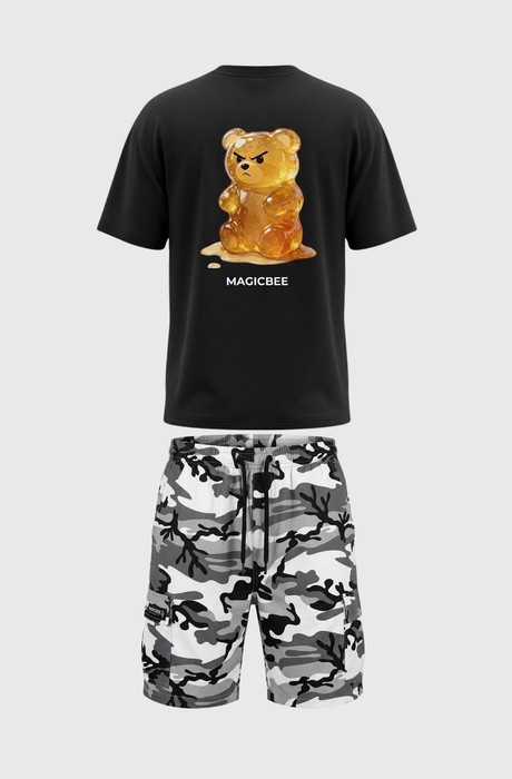 MAGIC BEE SET | BLACK GUMMY & CAMO SHORTS