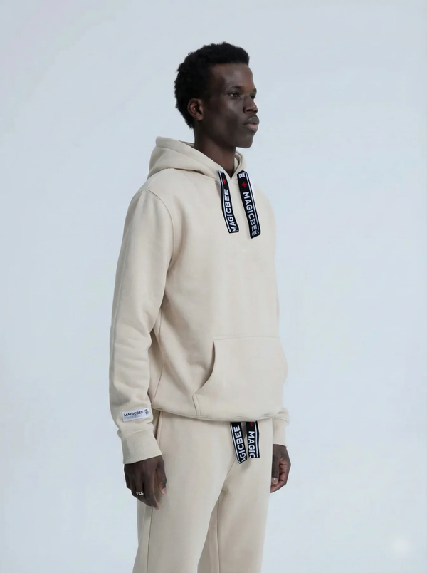 MagicBee Elastic Cord Tape Hoodie - Beige