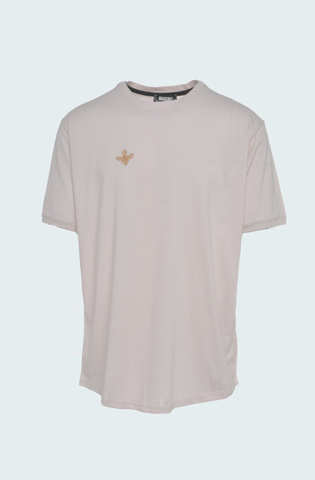 MagicBee Gold Embroidered Tee - Powder Pink