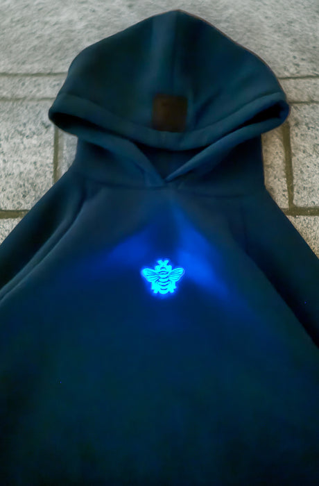 MagicBee Glow-in-the-dark logo Raglan Hoodie - Petrol