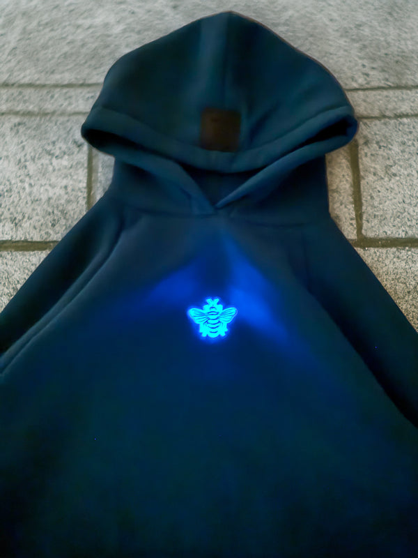 MagicBee Glow-in-the-dark logo Raglan Hoodie - Petrol