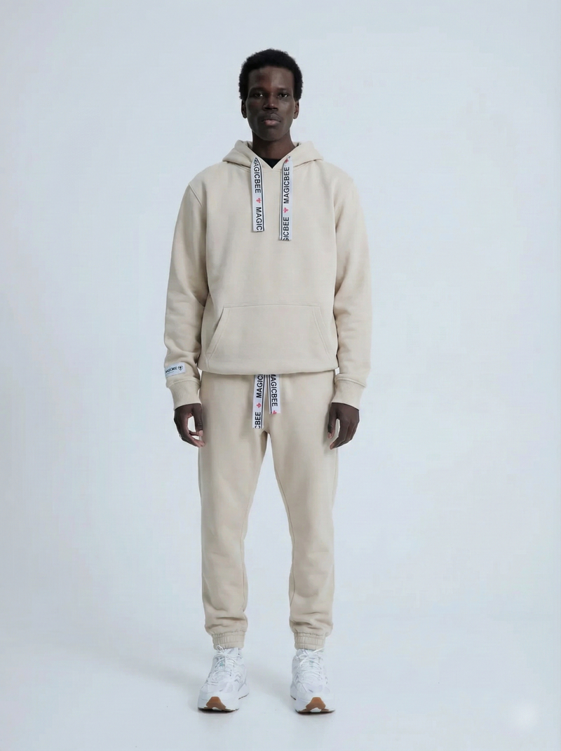 MagicBee Elastic Cord Tape Hoodie - Beige