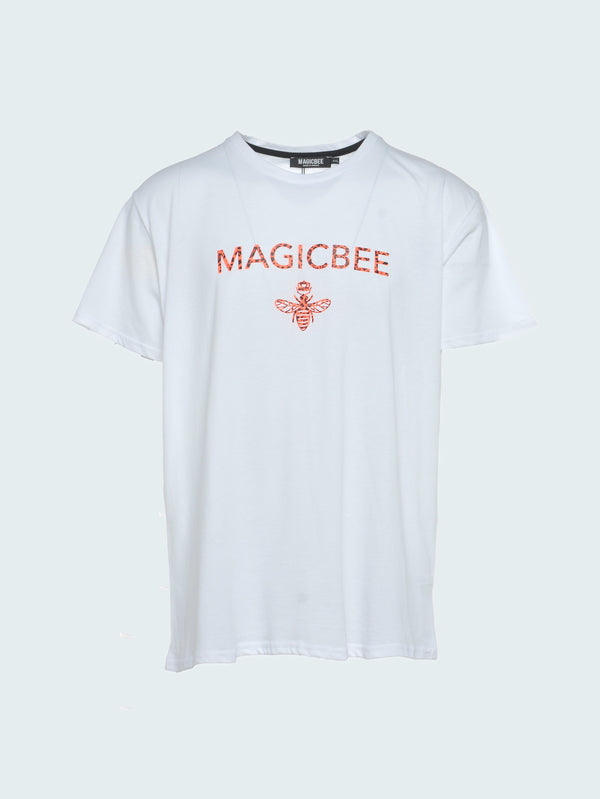 MagicBee Splashed Logo Tee - Orange White
