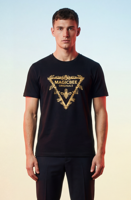 MagicBee Gold Triangle Logo Tee - Black