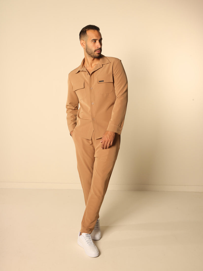 MAGICBEE COUTURE RELAXED FIT TROUSERS - CAMEL