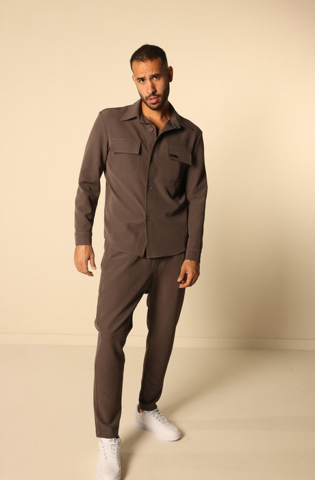 MAGICBEE COUTURE OVERSHIRT WITH PATCH CHEST POCKETS - ROCK