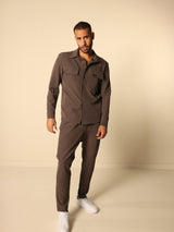 MAGICBEE COUTURE OVERSHIRT WITH PATCH CHEST POCKETS - ROCK