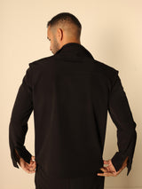 MAGICBEE COUTURE OVERSHIRT WITH PATCH CHEST POCKETS - BLACK