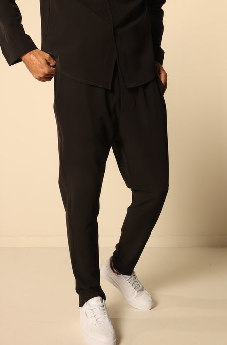 MAGICBEE COUTURE RELAXED FIT TROUSERS - BLACK