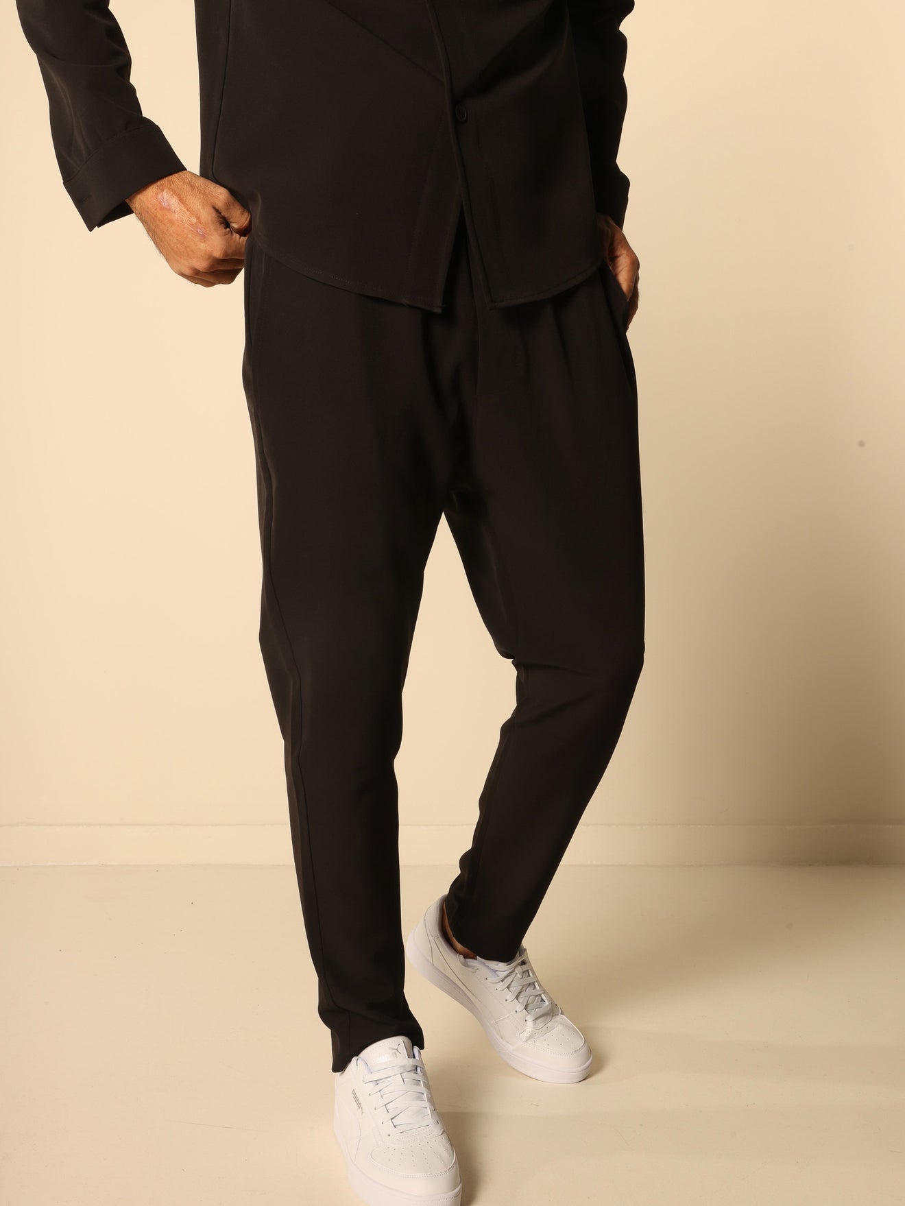 MAGICBEE COUTURE RELAXED FIT TROUSERS - BLACK