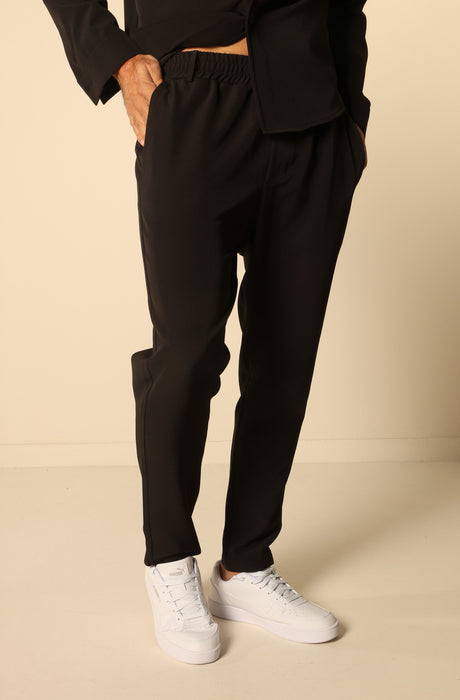 MAGICBEE COUTURE RELAXED FIT TROUSERS - BLACK