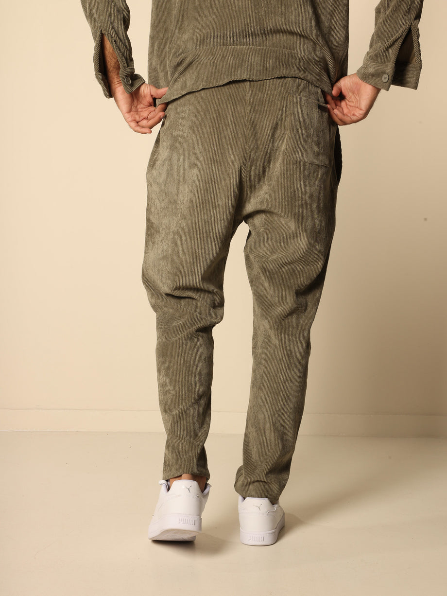 MAGICBEE COUTURE COZY CORDUROY PANTS - KHAKI