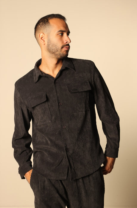 MAGICBEE COUTURE COZY CORDUROY SHIRTS - BLACK