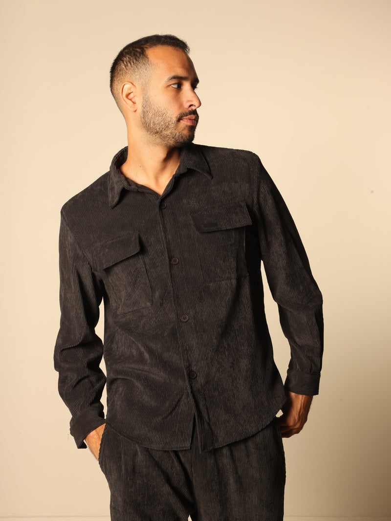 MAGICBEE COUTURE COZY CORDUROY SHIRTS - BLACK