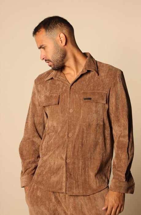 MAGICBEE COUTURE COZY CORDUROY SHIRTS - CAMEL