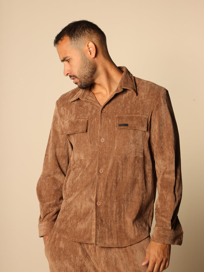 MAGICBEE COUTURE COZY CORDUROY SHIRTS - CAMEL