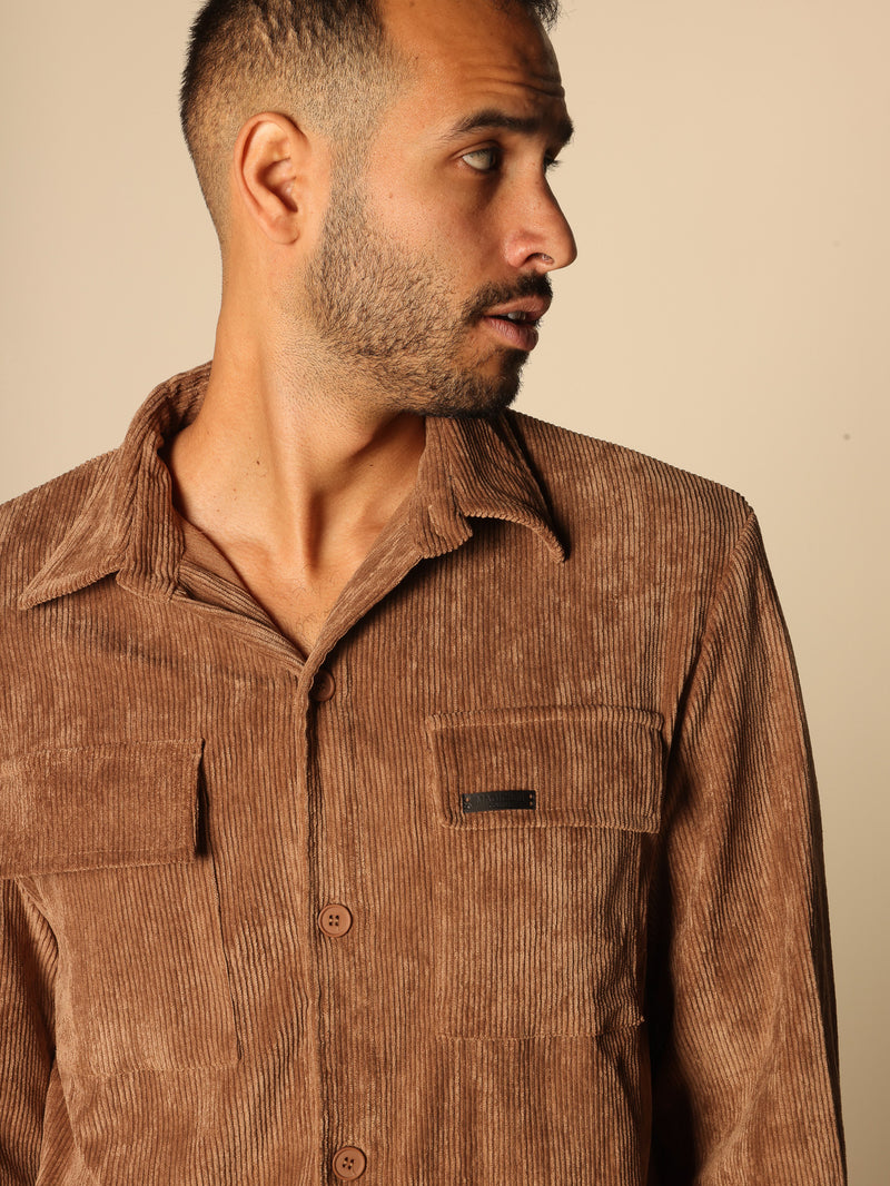 MAGICBEE COUTURE COZY CORDUROY SHIRTS - CAMEL