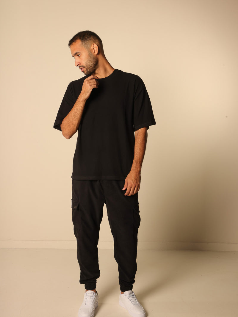 MAGICBEE COUTURE COZY CARGO PANTS - BLACK