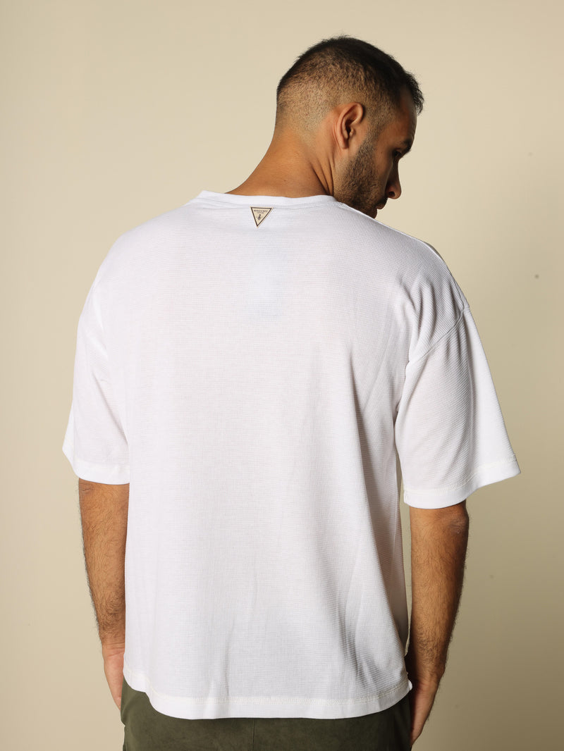 MAGICBEE COUTURE OVERSIZE WAFFLE TEE - WHITE