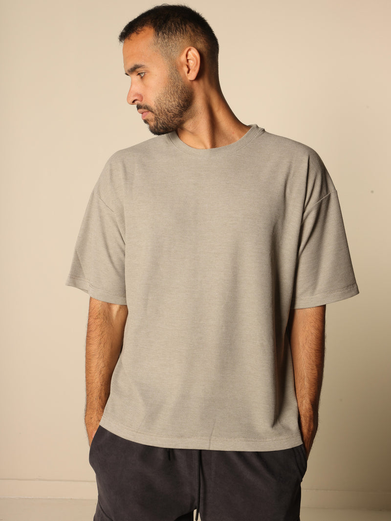MAGICBEE COUTURE OVERSIZE WAFFLE TEE - SAND