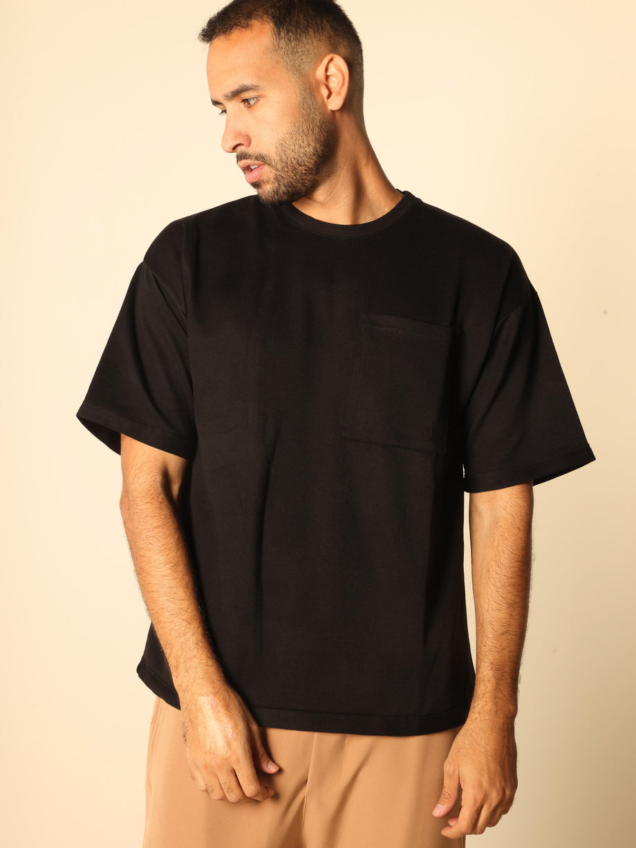 MAGICBEE COUTURE TEE WITH POCKET - BLACK