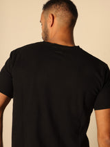 MAGICBEE KNITTED TEE WITH BUTTONS - BLACK