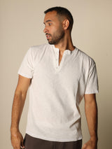 MAGICBEE COUTURE KNITTED TEE WITH BUTTONS - WHITE