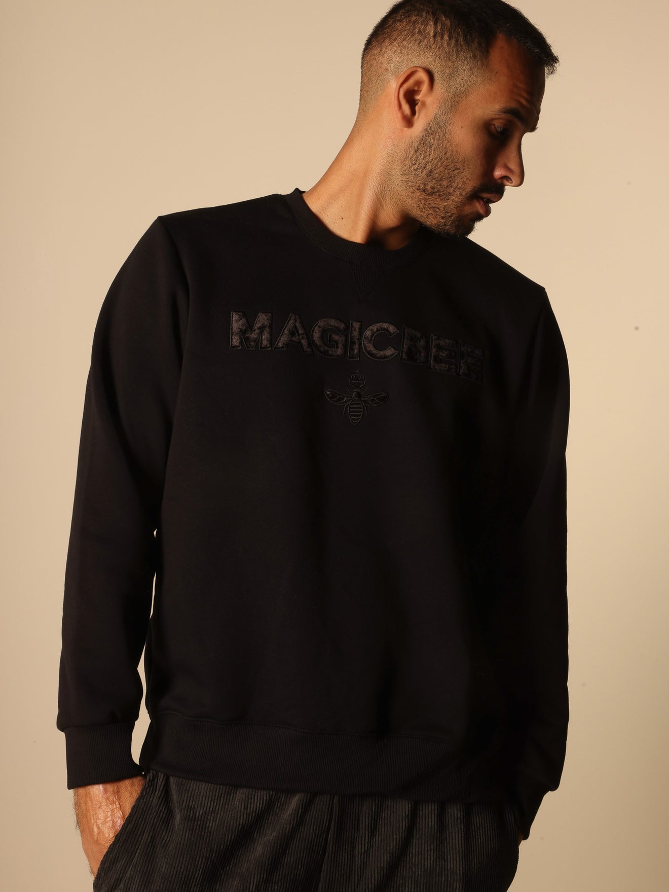 MagicBee Black Velvet Logo Sweatshirt- Black (Limited Edition)