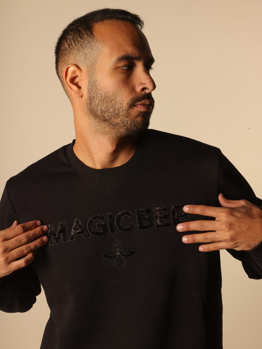 MagicBee Black Velvet Logo Sweatshirt- Black (Limited Edition)