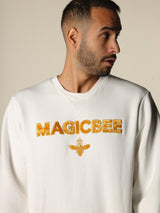 MagicBee Velvet Logo Sweatshirt - White (Limited Edition)