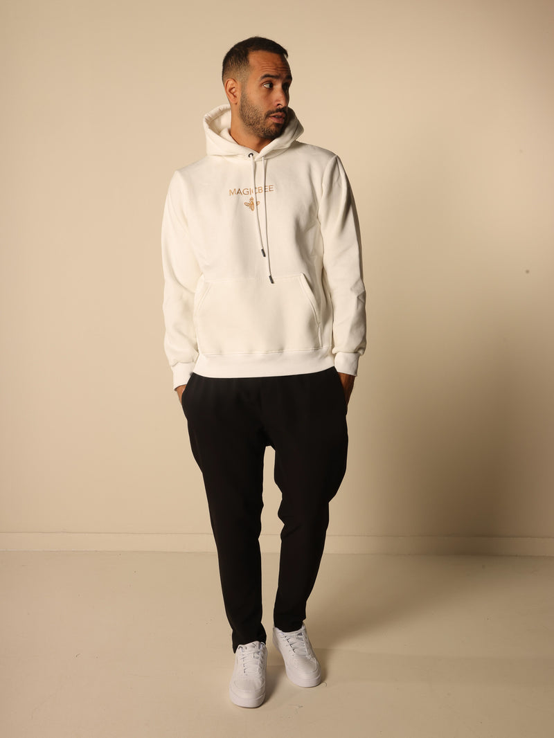 MagicBee Embroidered Logo Hoodie - White