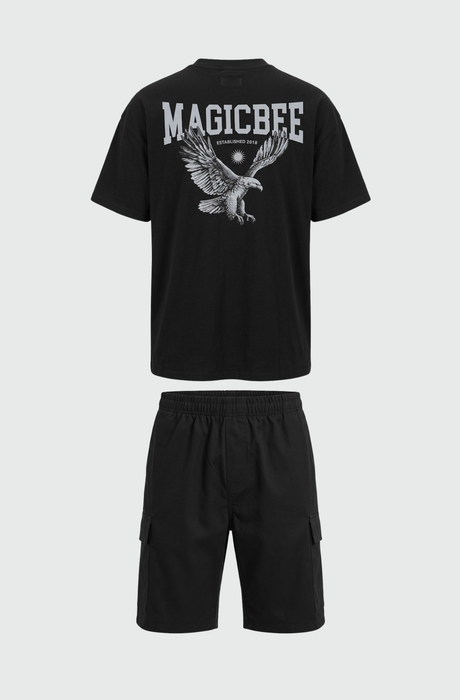 MAGIC BEE SET | EAGLE BLACK TEE & BLACK CARGO SHORTS