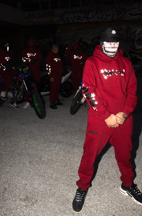 MagicBee Reflective Stars Hoodie - Burgundy