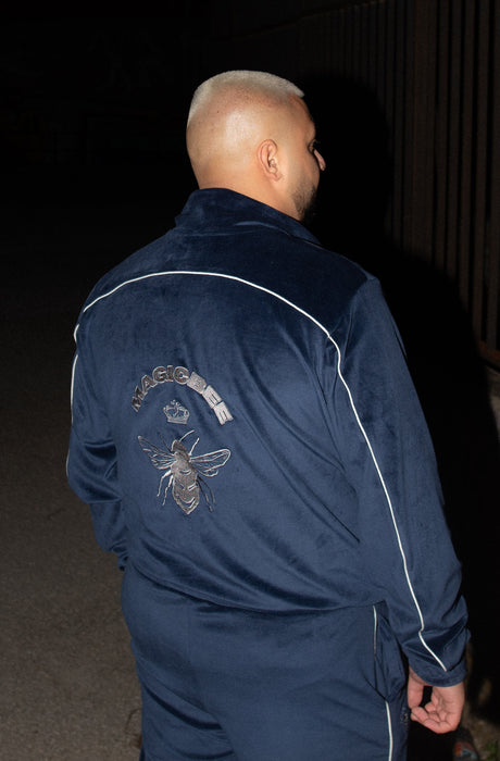 MagicBee Velour Tracksuit Jacket - Navy Blue