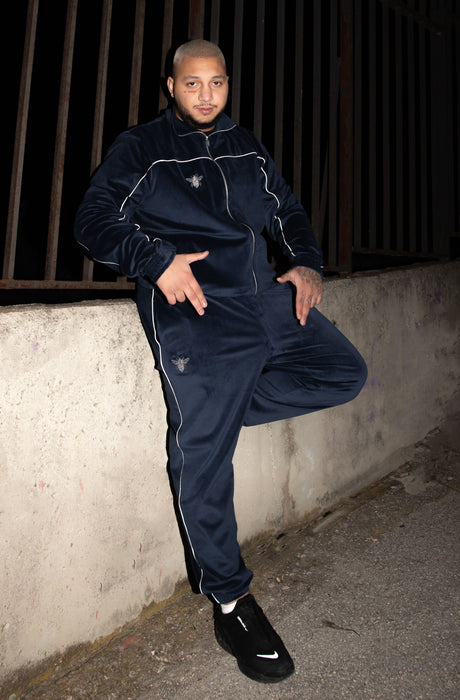 MagicBee Velour Tracksuit Pants- Navy Blue