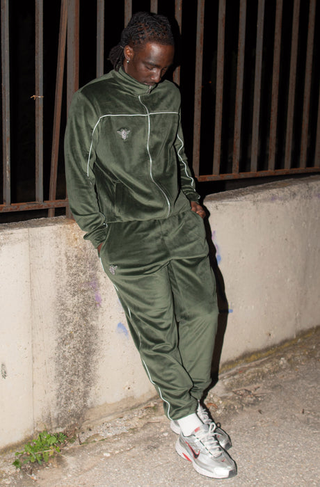 MagicBee Velour Tracksuit Jacket - Khaki