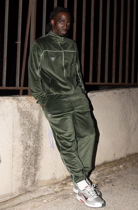 MagicBee Velour Tracksuit Jacket - Khaki